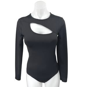 Abercrombie & Fitch Women's Black Cutout Long Sleeve Thong Bodysuit Top Size S